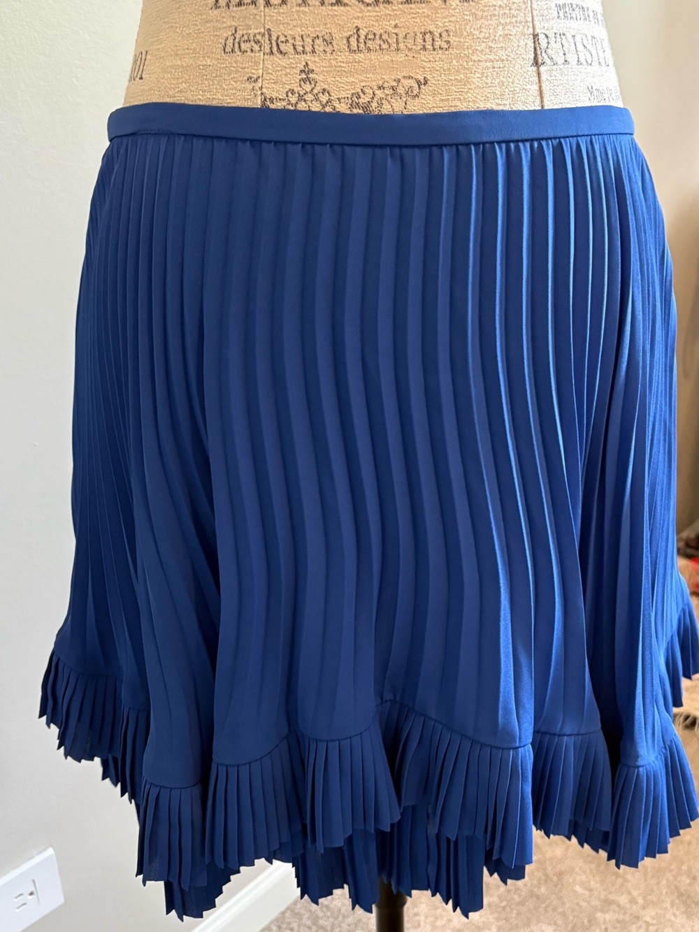 Banana Republic Royal Blue Pleated Ruffle-Hem Skirt